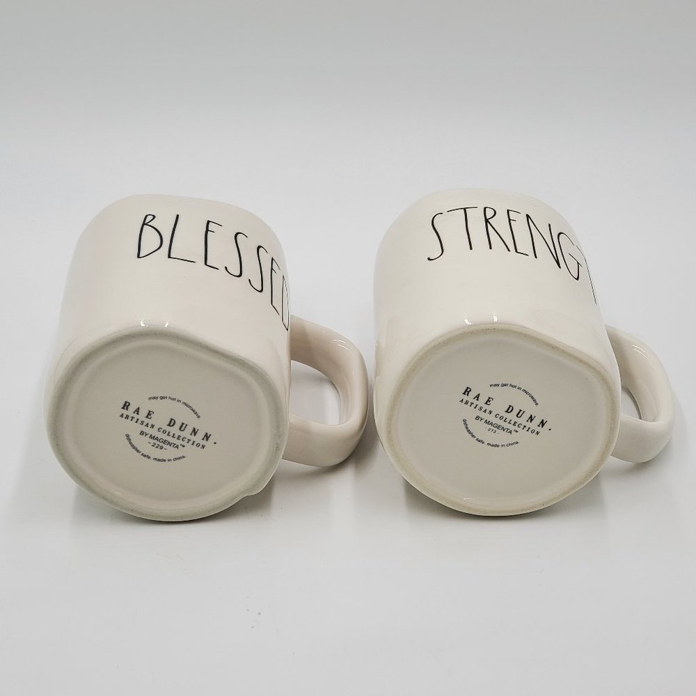 Rae Dunn Pottery Mugs “STRENGH” & “BLESSED” - Picture 9 of 14